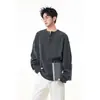 Estilo Old Money Camiseta com Gola Henry Manga Longa Moletom Masculino Outono 2026 Nova Tendência de Textura Aristocrática Camada Base Top