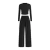 Conjunto Amazon transfronteiriço europeu e americano: calça casual de perna larga da moda, com cadarço, cor sólida, acinturada, para outono e inverno