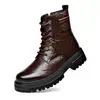 Nuevas botas Martin de piel de vacuno de capa superior, botas con cremallera lateral de moda, versátiles, overall boots, botas altas casuales de cuero, botas cálidas para hombre