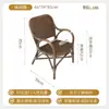 Cadeira de Rattan com Braço e Encosto Estilo Retrô para Pátio de B&B Sala de Estar de Casa Cadeira de Lazer Sofá Individual Estilo Wabi-Sabi