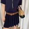 Cinturón de Cuero Gamuzado con Diseño Retro Francés para Ropa de Trabajo Diaria de Mujer Estilo Marrón Cintura con Falda y Cinturón Moderno