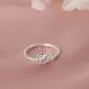 Anillo Nuevo Simple de Giro Amoroso para Mujer, Diseño de Nicho Estilo Occidental, Anillo Delgado de Cadena Fina con Nudo Simple en Forma de Corazón