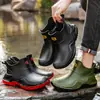 Botas de Chuva Curtas Masculinas da Moda para Primavera e Outono, Sapatos de Borracha Impermeáveis Masculinos Estilo Esportivo, Espessados e Alargados, Botas de Chuva Antiderrapantes Masculinas para Exportação