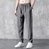 Pantalones de Trabajo Finos de Seda de Hielo de Verano, Pantalones Casuales Jogger para Hombre, Pantalones de Trabajo Sueltos Negros Elásticos