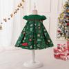Vestido Navideño Transfronterizo Vestido de Princesa de Manga Volante Árbol de Navidad Vestido con Estampado de Dibujos Animados Vestido de Manga Volante Vestido de Fiesta