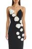 Vestido estilo corte francês de alta qualidade com alça de pérola no ombro vestido de bandagem design de flor tridimensional Vestido de festa e noite para mulheres