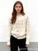 Cárdigan de Punto Jacquard Contrastante Estilo Coreano para Mujer, Estilo Corto Holgado, Top de Combinación de Colores Estilo Lazy, Nueva Chaqueta Suéter de Otoño e Invierno