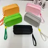 Bolsa de maquillaje de silicona, bolsa impermeable portátil para almacenamiento de cuidado de la piel, neceser de viaje para lápiz labial, brochas de maquillaje, tarjeta de identificación y monedas