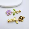 Aceite que Conserva el Color Flores Pintadas con Goteo de Aceite Incrustadas con Hebilla de Perla Pulsera DIY Collar Hebilla de Conexión de Acabado Accesorios de Joyería