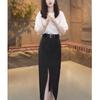 23258 Da Ai Mei Yi Yuan 2026 Novo Estilo Verão Estilo Coreano Manga Lanterna Camiseta Saia de Cintura Alta com Fenda Frontal Roupa Feminina
