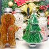 Lindo oso transparente botella árbol de Navidad serie navideña aretes DIY simples hechos a mano accesorios de material para aretes