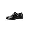 Zapatos Mary Jane informales de piel de vaca pulida de color retro, primavera 2024, nuevos zapatos de tacón bajo con hebilla de cinturón y punta redonda de cuero para mujer