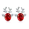 Pendientes de explosiones transfronterizas pendientes de asta de gema de cristal pendientes de reno navideños estéreo de lujo fabricantes al por mayor en stock