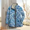 2025temu sitio web independiente otoño e invierno nuevo cárdigan con estampado de flor de anacardo chaqueta acolchada de un solo botón abrigo de algodón para mujer