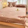 Manta de Cama de Leche de Invierno de Felpa Pieza Única Juego de Sábanas Infantiles con Más Terciopelo Manta de Cama Dormitorio Protector de Colchón Totalmente Envuelto de Felpa de Coral
