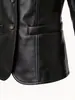 Versátil Blazer de Piel Ajustado con Solapas para el Trayecto Diario, Adecuado para Personas Menudas, Estilo Sencillo, Directo de Fábrica, en Stock