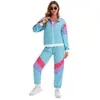Disfraz de Halloween 80s Retro Disco Hip-Hop Chaqueta Deportiva y Pantalones Conjunto para Hombres y Mujeres Adultos Atuendo de Performance