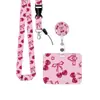 Venta Caliente Comercio Exterior Hebilla Retráctil Rosa Dulce Cereza Estampado UV Portatarjetas Horizontal Cordón para Identificación Clip para Insignia Al por Mayor