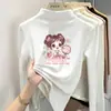 Ropa interior base con forro polar para niñas, nueva colección otoño/invierno 2026, estilo coreano, moderna, para niños mayores, cuello semi-alto, camiseta de manga larga con forro polar