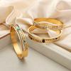 Joyería Geométrica Simple Personalizada Casual Elegante con Incrustaciones de Diseño Turquesa Acero Titanio Multicapa Calado Chapado en Oro Pulsera