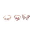 Corea del Sur Dongdaemun mariposa micro incrustado circón diamante completo brillante temperamento hada anillo abierto anillo de flor