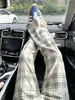 Pantalones de cuadros retro vintage microbota para hombre, primavera y otoño, buena caída, pierna ancha holgada, estilo americano, fitness, deportes, pantalones casuales