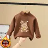 Camiseta Térmica de Forro Polar para Niñas Otoño e Invierno Manga Larga para Bebés Ropa de Primavera y Otoño Top Cálido Cepillado de Cuello Medio Alto para Niños