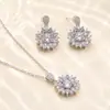 Pendientes y collar de flor de girasol de moissanita de lujo ligero coreano para mujer, juego de joyería transfronteriza nuevo y elegante de alta calidad