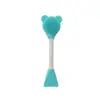 Ferramenta de silicone para limpeza facial e massagem, em formato de urso, com cabo longo e cabeça dupla, escova multifuncional para massagem facial e remoção de maquiagem