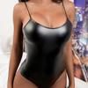 Fornecimento transfronteiriço Europa e Estados Unidos comércio exterior lingerie sexy suspensórios femininos sexy couro envernizado peça única calcinhas justas fabricantes atacado