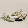 Nuevos Zapatos de Tacón Alto Estilo Chino para Mujer, Nuevo Modelo Verano 2026, Adecuados para Combinar con Qipao, con Tacones Finos, Punta Fina, Correa Única y Sandalias de Punta Cerrada