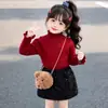 2026 Nuevo Estilo Coreano Suéter Versátil para Niñas con Adorno de Volantes Otoño Nuevo Ropa para Niños Cuello Alto Capa Base Moda