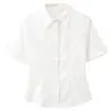 Nueva camisa blanca JK, minifalda femenina, corte ajustado, estilo preppy, top de uniforme con corbata y lazo, camisa versátil