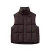 Chaleco holgado para mujer Otoño e Invierno Chaleco de algodón con cuello alto para mujer Top Chaqueta chaleco cálida transfronteriza