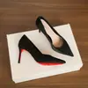Sapatos de salto alto lisos de luxo 9169E para noivas, bico fino, boca rasa, salto agulha, sola vermelha, sapatos femininos versáteis para o trabalho