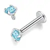 Brincos Stud para Lábio em Liga de Titânio F136 com Zircônia Redonda Haste 0.8 Dente Interno 0.6 Stud para Cartilagem da Orelha Moda Versátil Atacado em Estoque