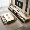 Mueble de TV de doble capa de madera maciza para sala de estar, nuevo modelo 2026, combinación moderna y simple de mesa de café y mueble de TV para apartamento pequeño