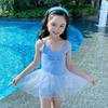 Traje de baño de verano para niñas, pequeño y grande, de princesa, hada, dulce, lindo, para aguas termales, con falda de malla y tirantes