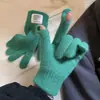 Guantes de Punto de Hilo de Piel de Conejo Estilo Coreano para Mujer Invierno Cálidos Antifrío Ciclismo Cinco Dedos Lindos Guantes Táctiles Ins