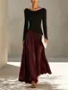 Vestido elegante casual de corte recto con cuello halter y bloques de color para mujer, otoño e invierno 2026, transfronterizo europeo y americano, estación independiente de Amazon