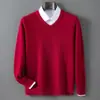 Suéter para Hombre de Cuello en V Grueso de Punto Polar Andy Pulóver Manga Larga Otoño Invierno Nuevo Casual de Negocios Capa Base Talla Grande