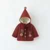Roupas Infantis Outwear para Meninas Inverno Aconchegante e Aveludado para Bebês Meninas Comprimento Médio Cor Pura com Capuz Suéter de Lã Outwear