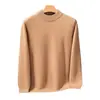 Suéter de cachemira 2026 otoño/invierno nuevo suéter de punto para hombre de cuello alto medio casual de negocios para mediana edad capa base de doble hilo