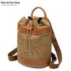 Mochila casual das mulheres mochila impermeável mochila de lona com bolsa de couro de primeira camada pequena cor sólida transbordamento fabricantes fornecimento