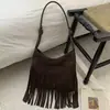 Nova bolsa de ombro estilosa com franjas para mulheres, bolsa de mão fashion criativa de influenciadora do Instagram, bolsa transversal versátil casual estilo coreano