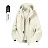 Nova jaqueta corta-vento unissex para outono e inverno, com forro interno espesso e quente, parka três em um, suporta impressão personalizada