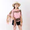 Chal de nuez de anacardo protector solar para mujer, gasa, hebilla de perla, parasol, versátil, toalla de playa extralarga, bufanda mágica multifuncional
