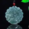 Colgante de Pavo Real de Jade Grado A Base de Hielo Azul Agua Joyería Fina de Jade Unisex Mayoreo