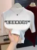 Nueva camiseta base de otoño acanalada de cuello medio y manga de tres cuartos para mujer, rejuvenecedora y adelgazante, top tipo camiseta de color liso y manga corta