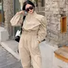 Macacão de moda feminina de alta qualidade, moderno, com mangas bufantes, modelador, cintura alta, estiloso, para trabalho, feminino, de Dongdaemun, Coreia